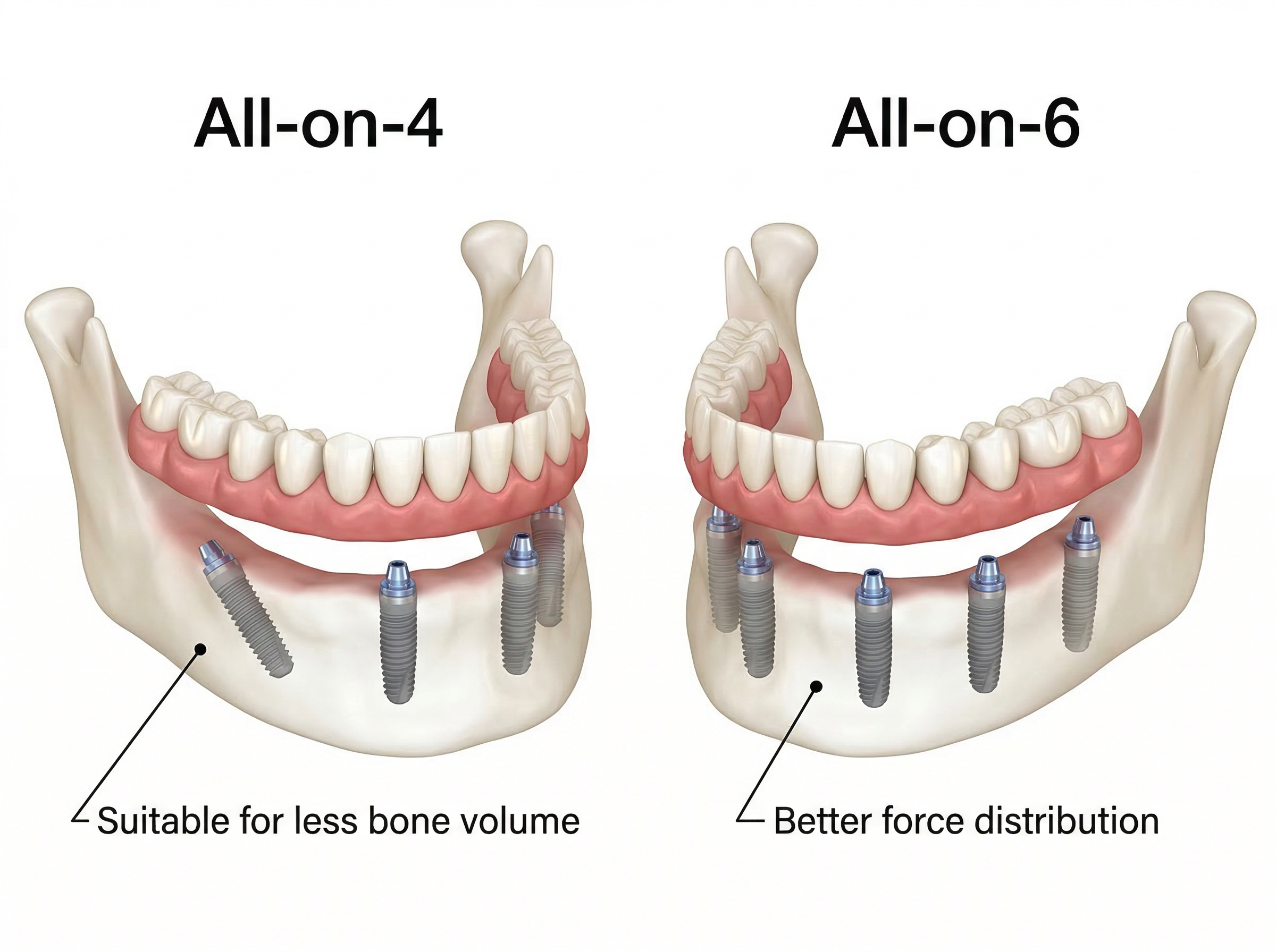 圖二:All-on-4 vs All-on-6 比較